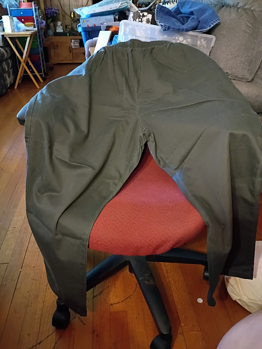 #57 CHIC Women's Elastic Waist Olive Green Pants